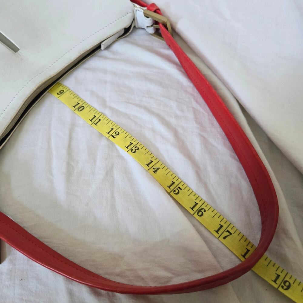 Vintage 90's Bally Bag White Leather Red Strap Shoulder Purse *READ* - Picture 16 of 16
